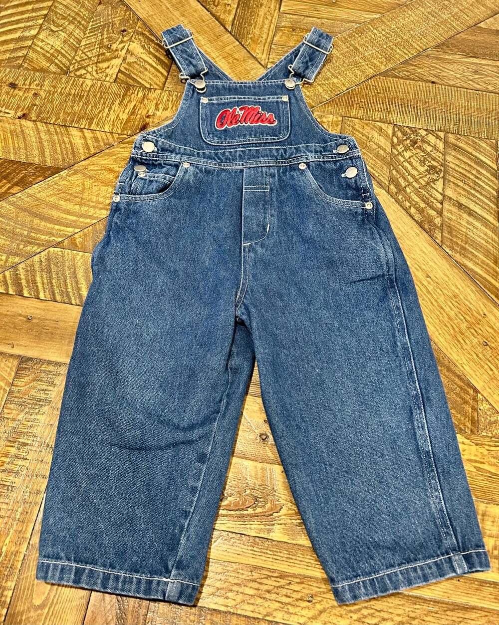 NCAA Ole Miss Rebels Denim Overalls Size 3T Blue Cotton Infant Toddler